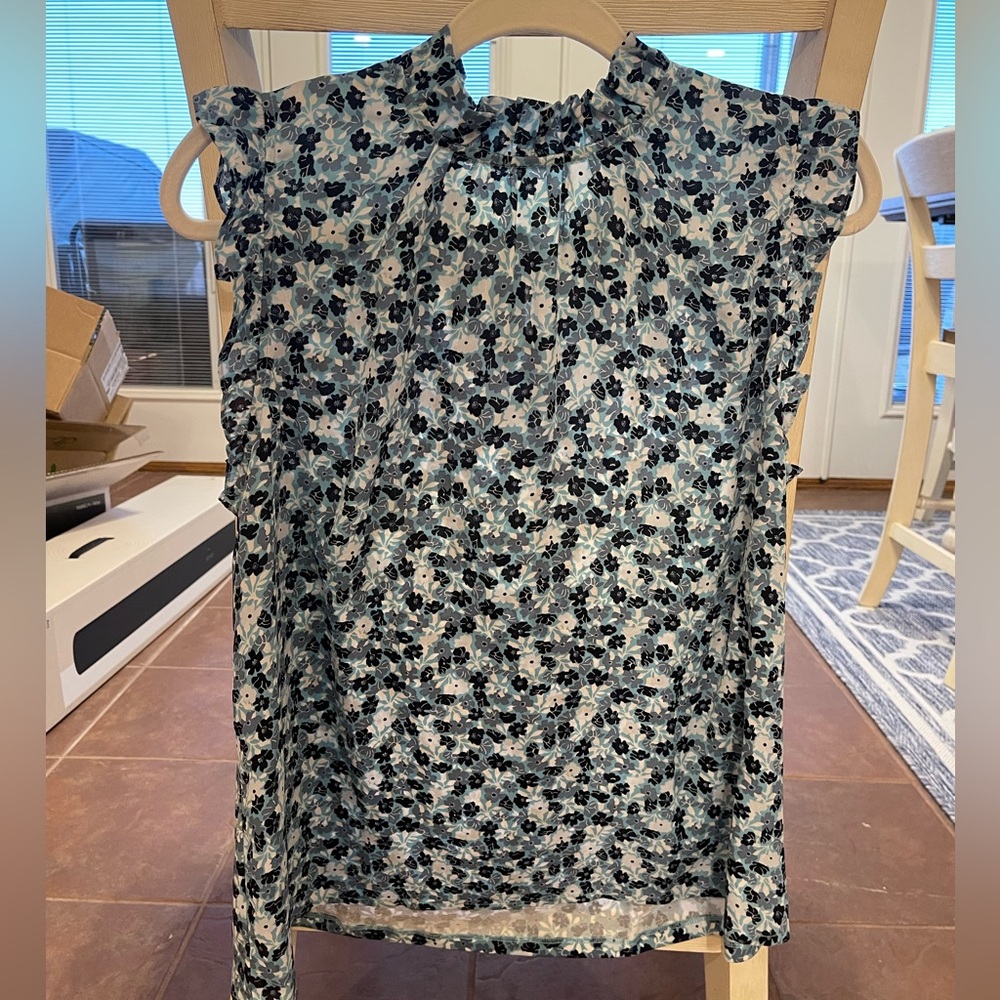 Loft Blue and White Flower Blouse